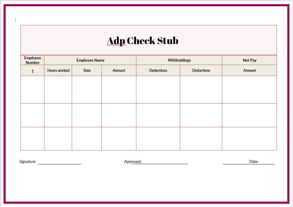 adp check stub template 1