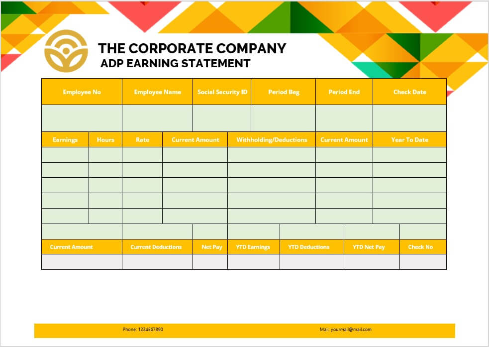 adp earnings statement template 8