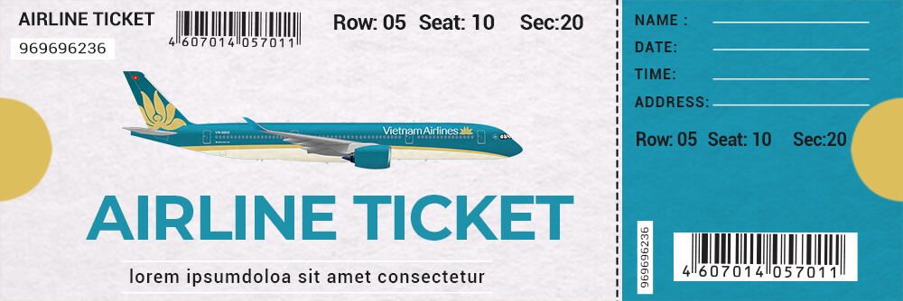airline ticket template PSD File Free Download