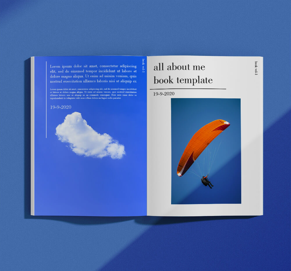 all about me book template in Photoshop PSD
