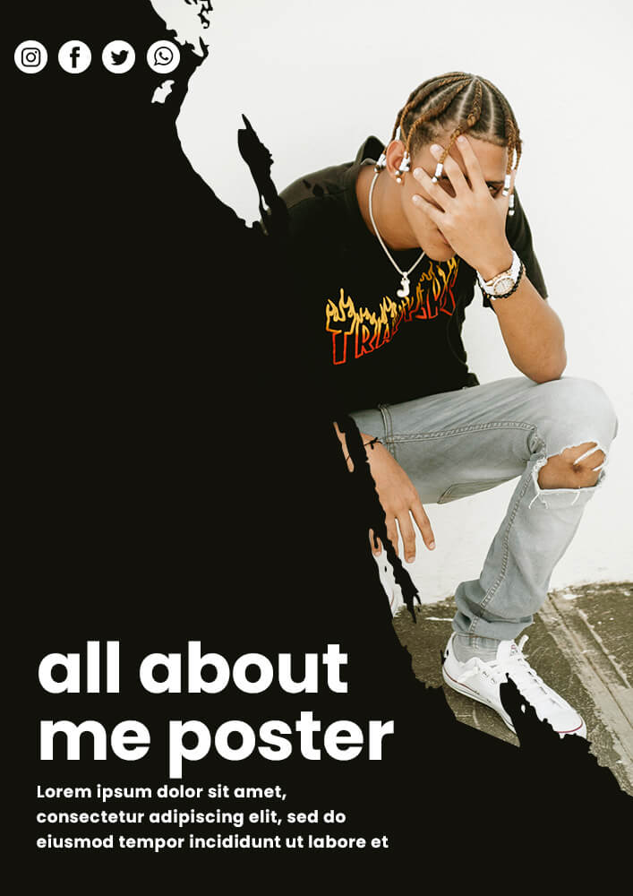 all about me poster Free Templates in PSD file