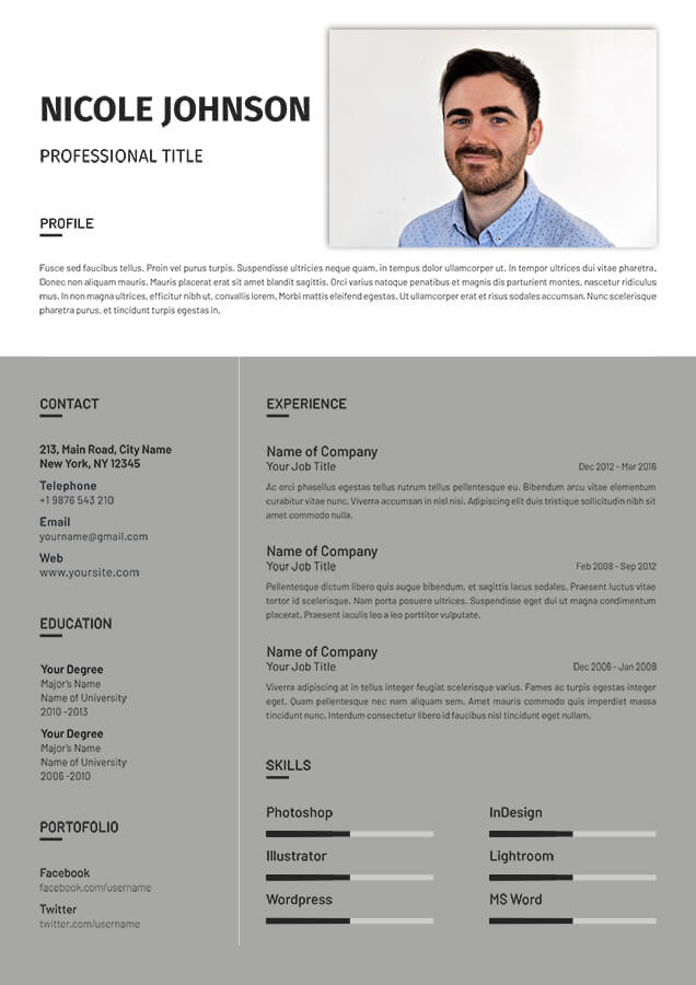 column resume template Free Templates in PSD file