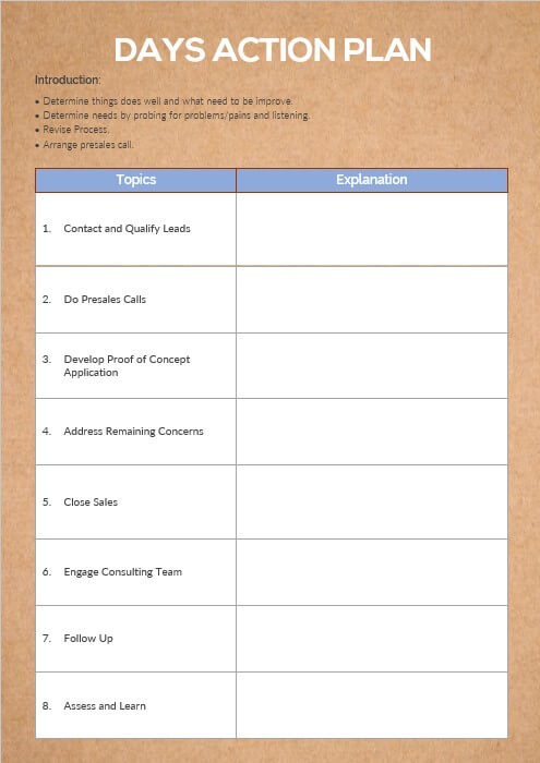 day action plan template 9