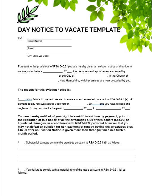 day notice to vacate template 4