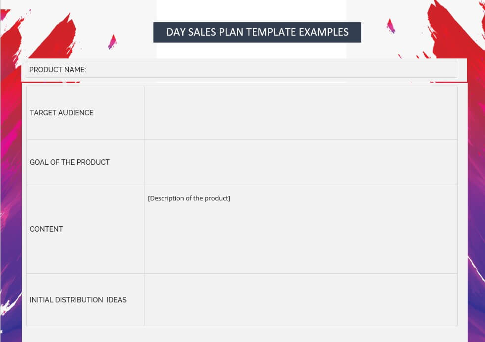day sales plan template examples 4