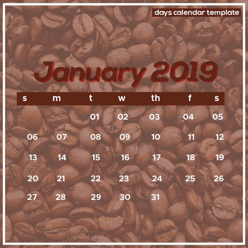 days calendar template PSD idea Design Sample