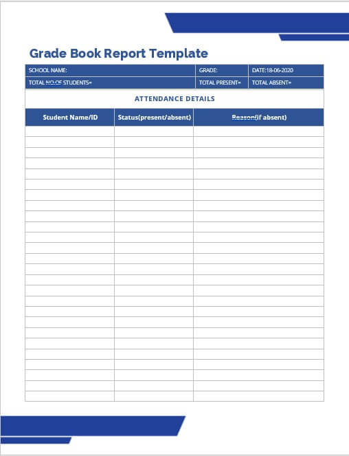 grade book report template 5 1