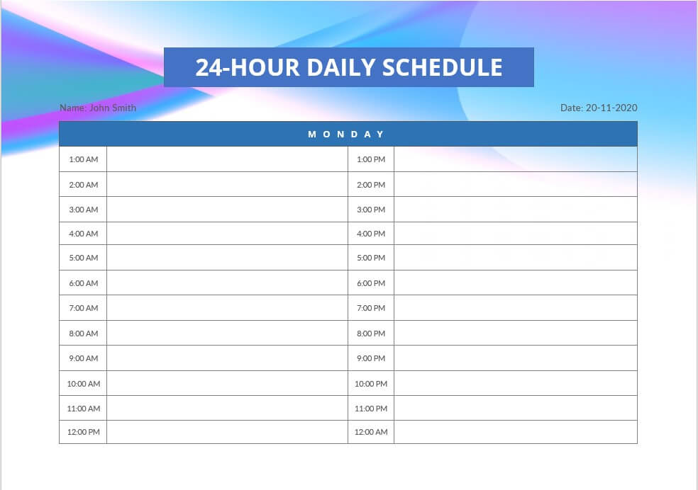 hour schedule template 3