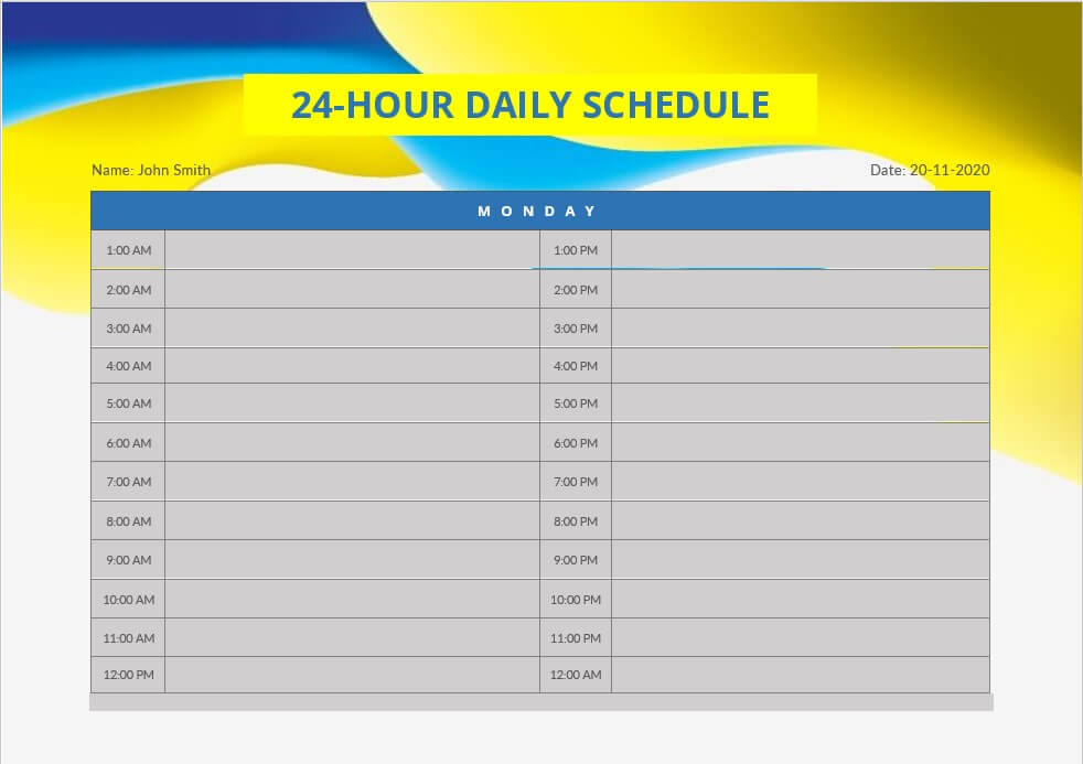 hr schedule template 3
