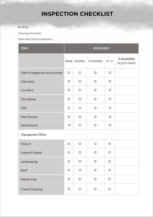 inspection checklist templates 4