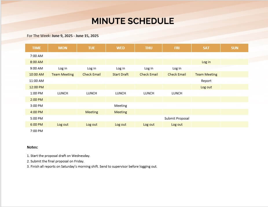 minute schedule 1