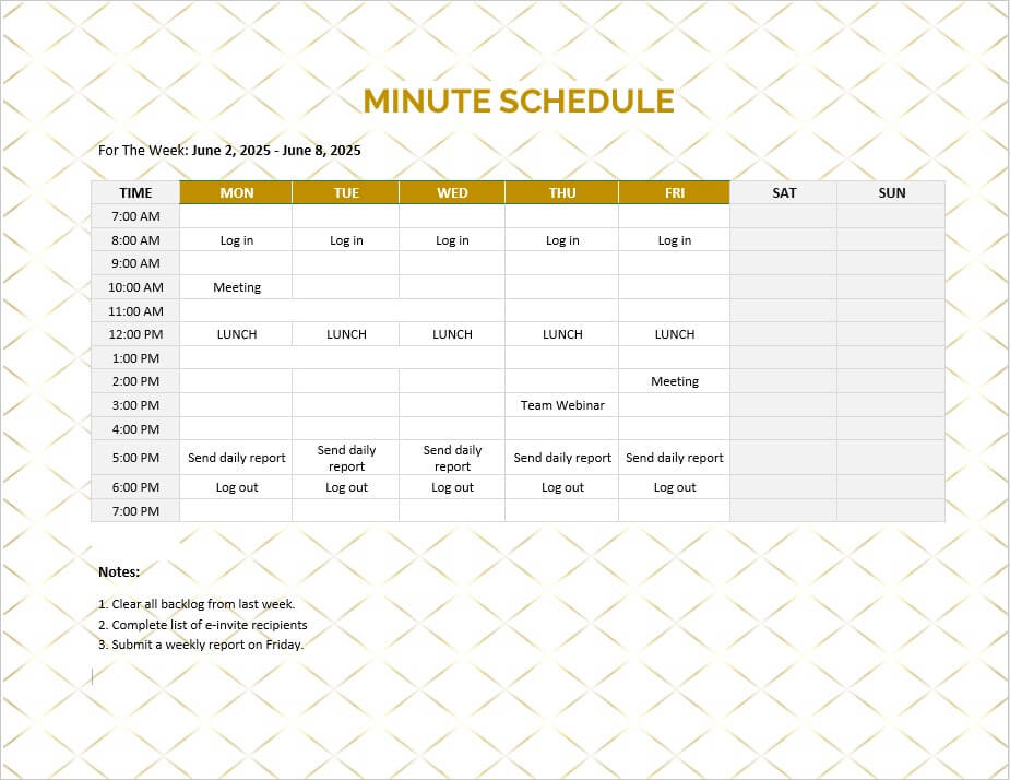 minute schedule 2