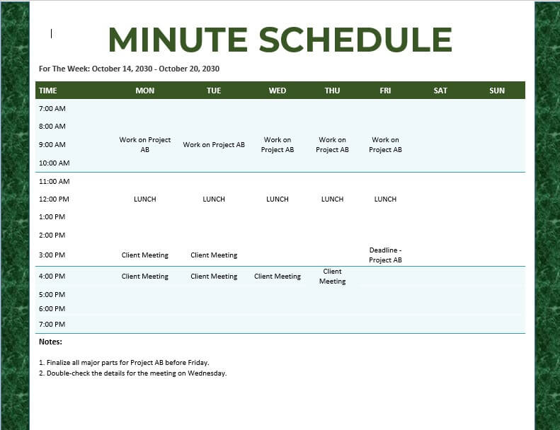 minute schedule 3
