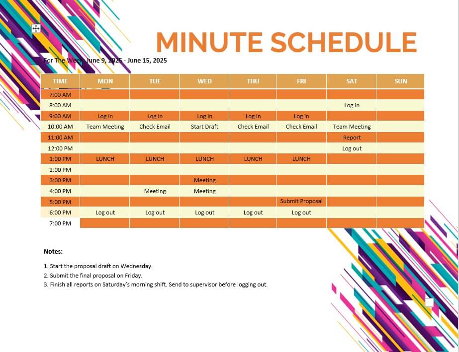 minute schedule 5