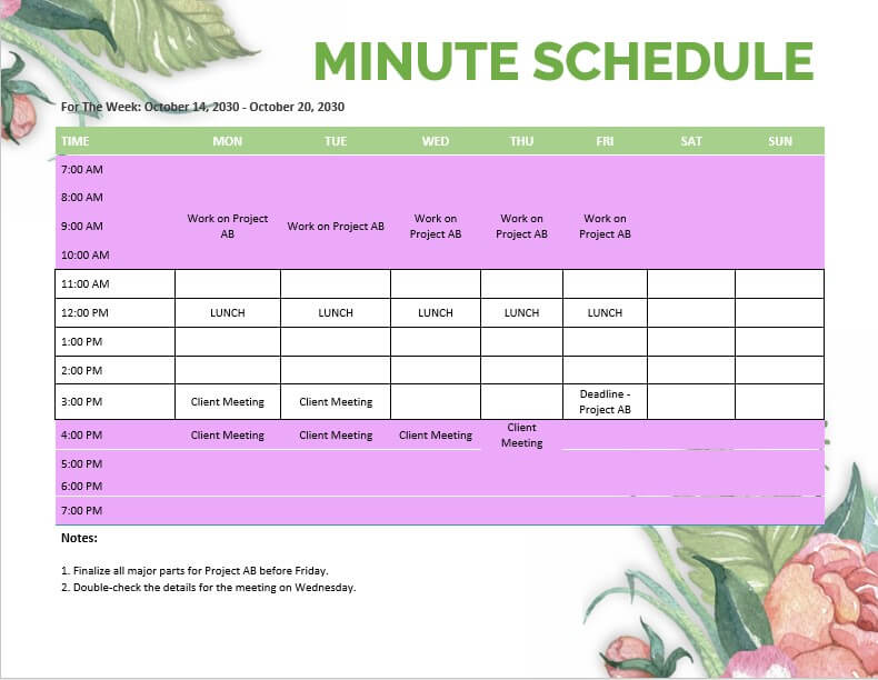 minute schedule 9