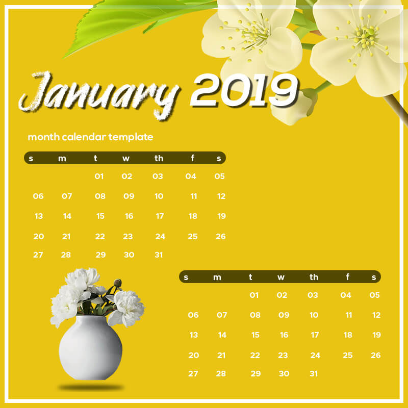 month calendar template PSD File Free Download
