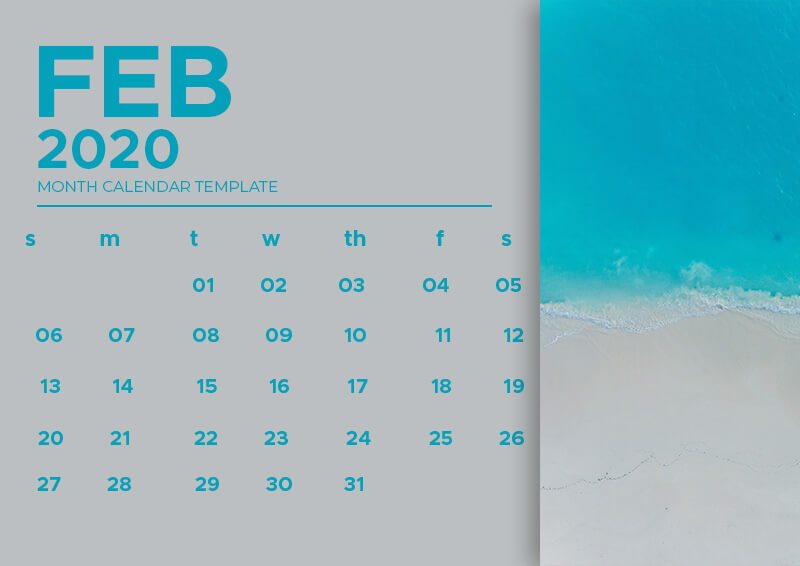month calendar template in Photoshop PSD