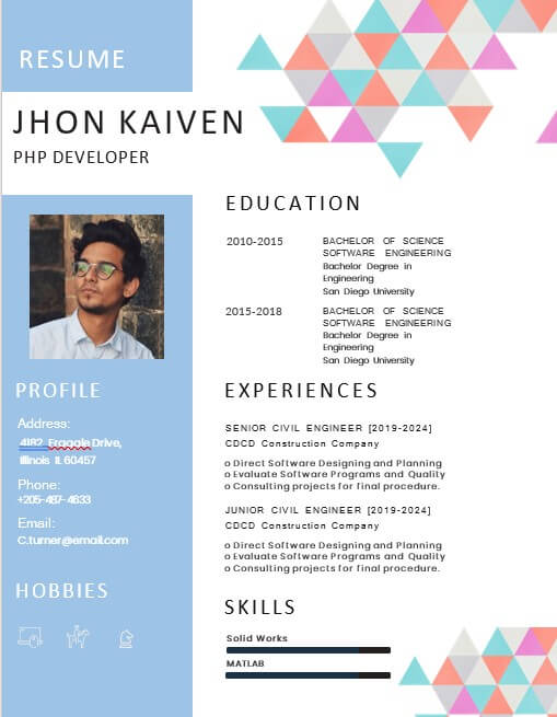 page resume template 2