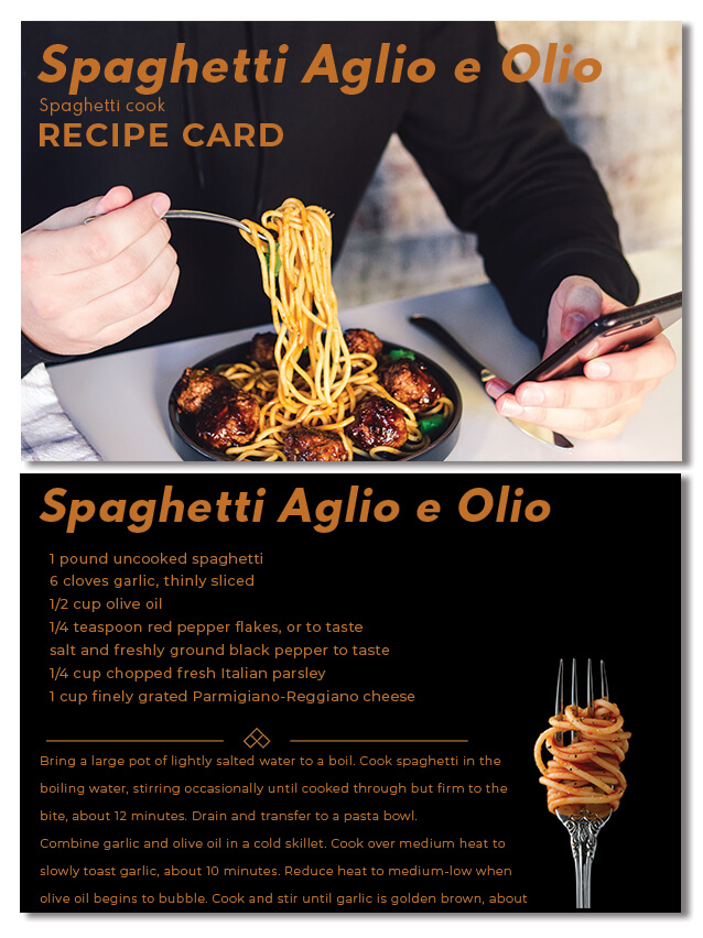 recipe card template in Photoshop PSD