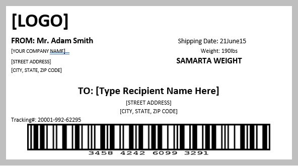 shipping label template 1