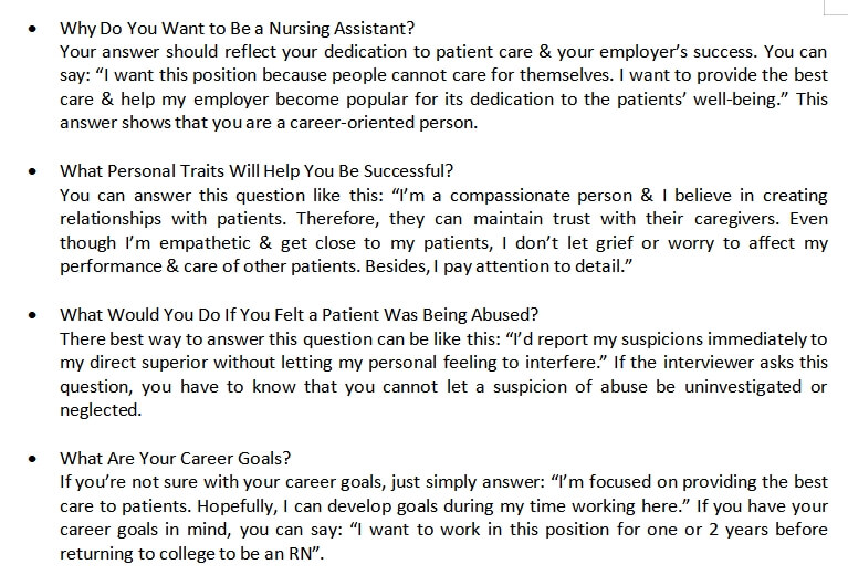 22. Nursing Assistant Interview Questions