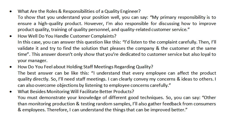 26. Quality Engineer Interview Questions