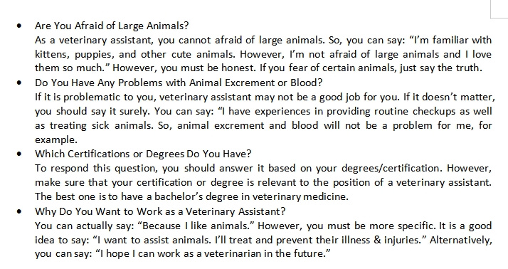 32. Veterinary Assistant Interview Questions