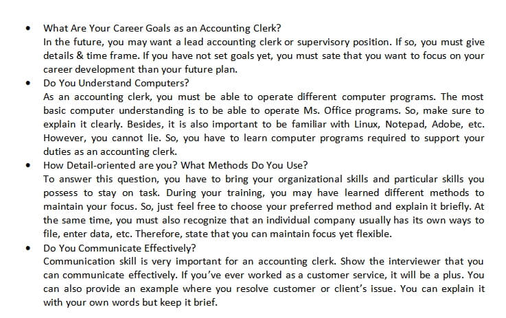 35. Accounting Clerk Interview Questions