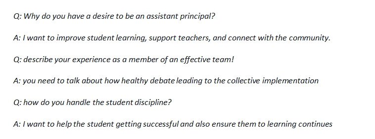4. Assistant principal interview question