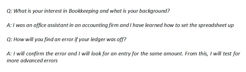41. Bookkeeper interview question