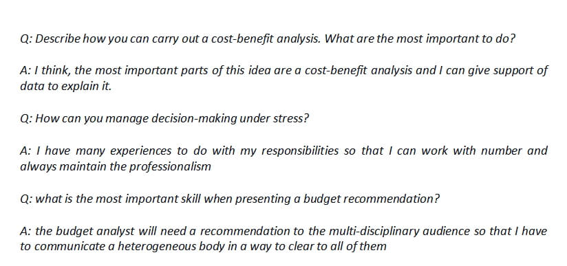 42. Budget analyst interview question