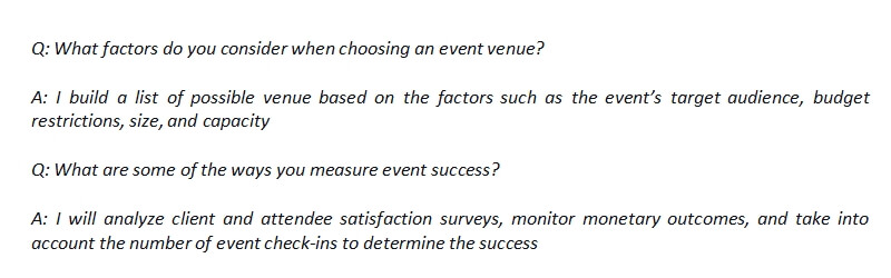 53. Event planner interview question