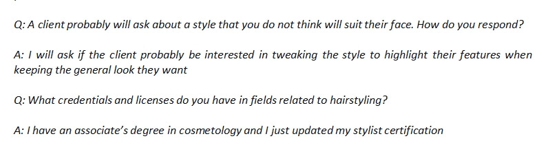 55. Hairstylist interview questions