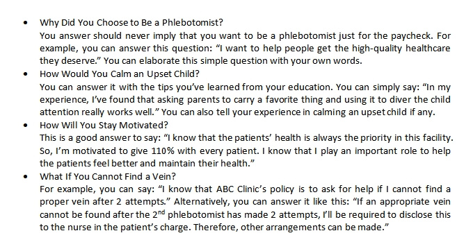 69. Phlebotomist Interview Questions