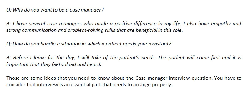 8. Case manager interview question
