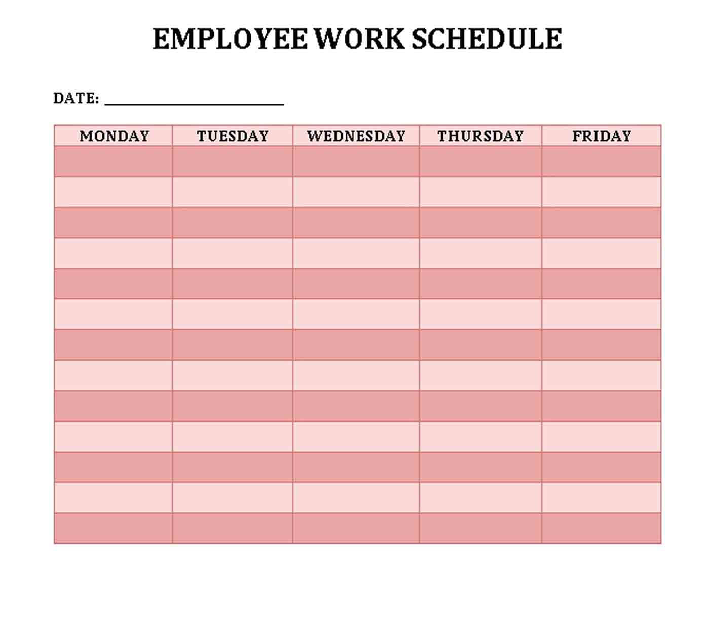 Download Employee Weekly Work Schedule Template MS Word