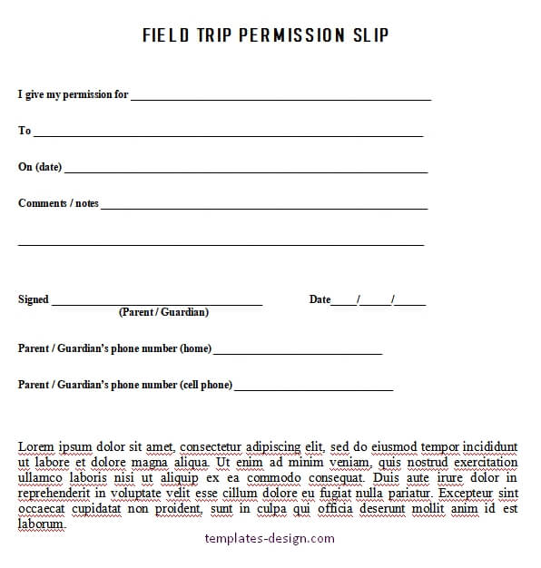 field trip permission slip in word 001