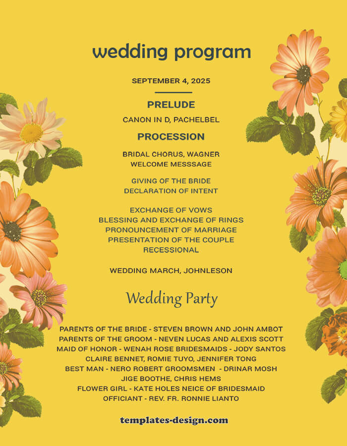 wedding program in photoshop