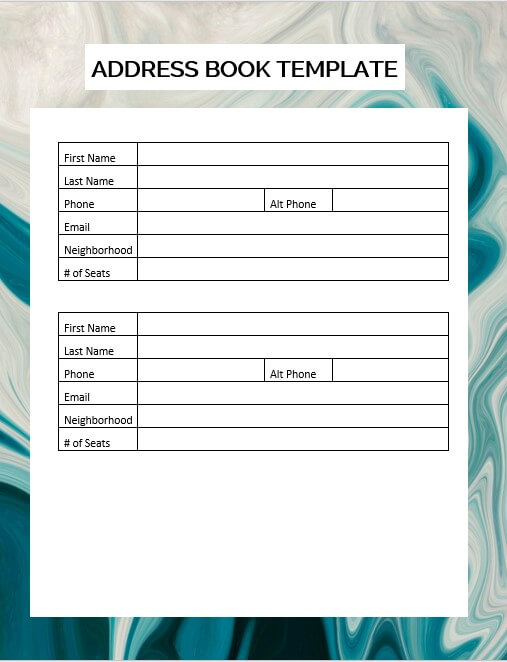 address book template 6