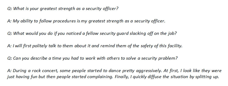 73. Security guard interview question