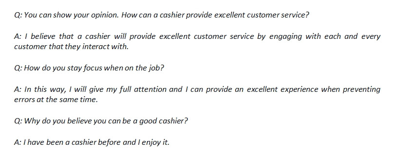 9. Cashier interview question